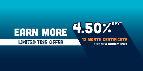Earn More. Limited Time Offer. 4.50%APY 12 month certificate