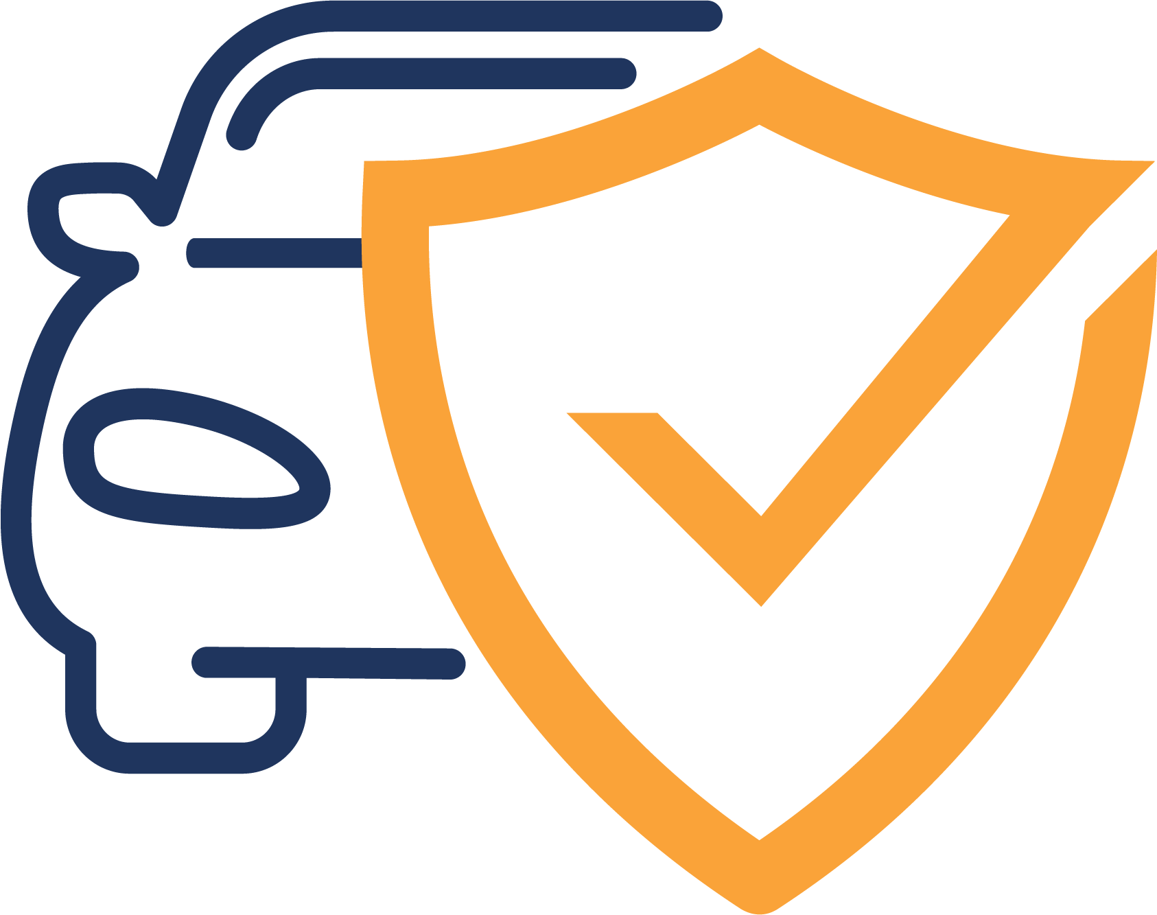 Extended Warranty icon-2 Extended Warranty icon with shield in front of a car