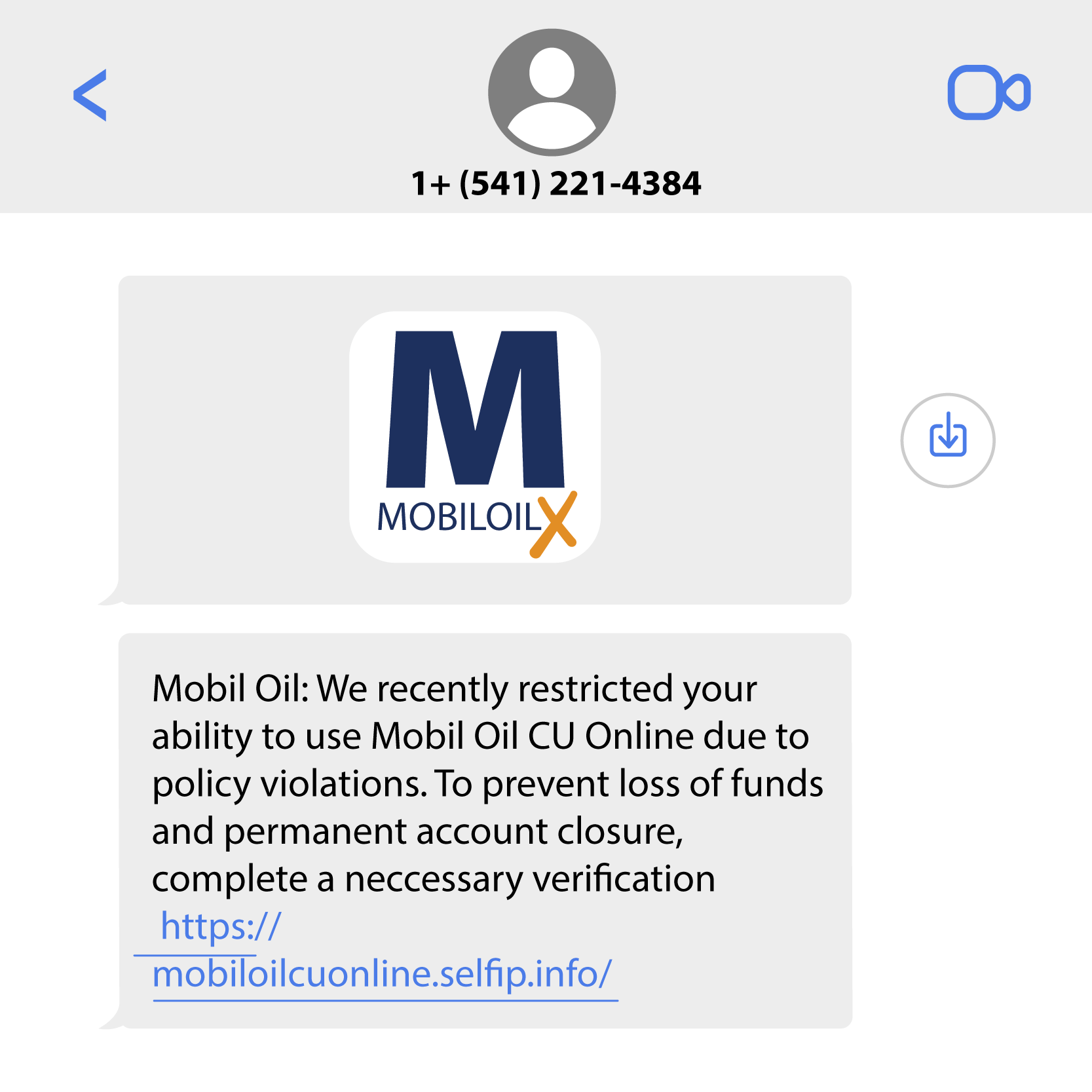 Fraudulent Text Example
