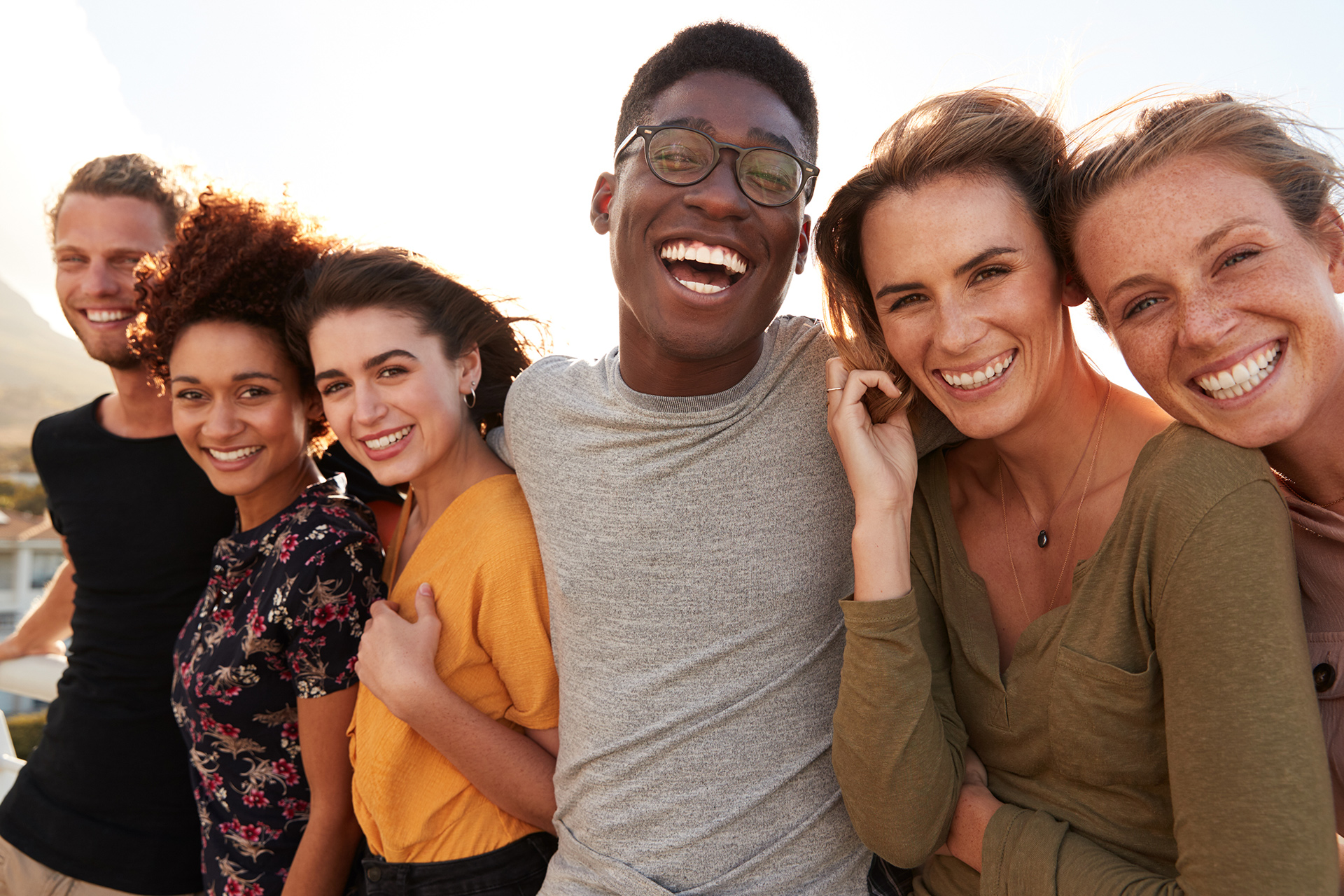 Group of friends smiling and laughing