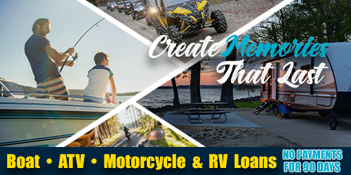 Dad fishing, friends on ATV and RV 