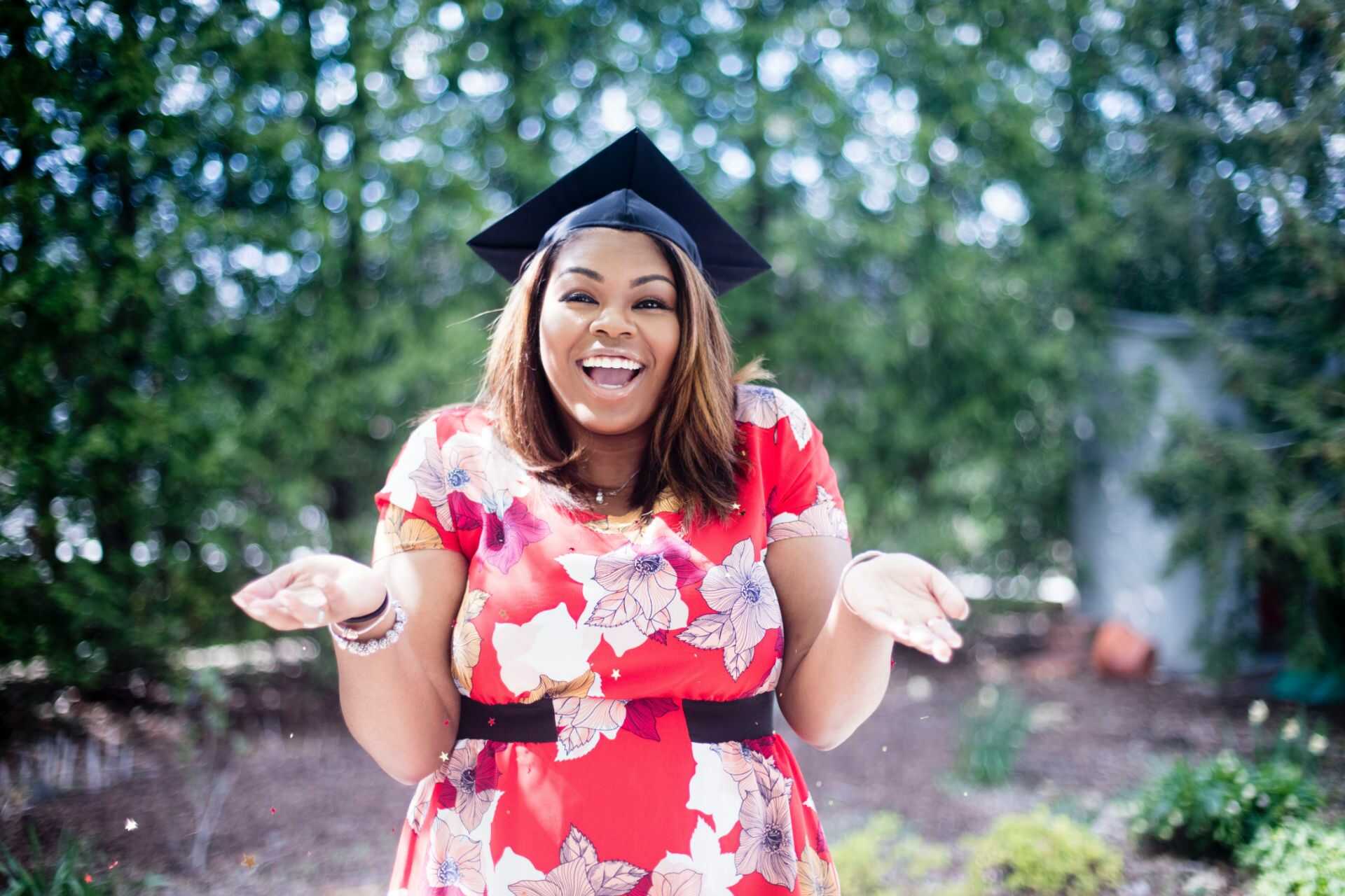 excited smiling college graduate